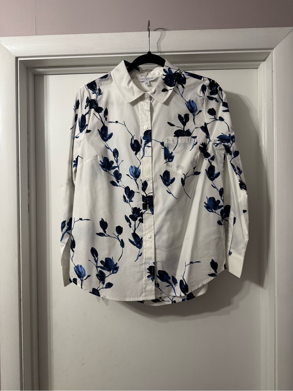 Liverpool White & Blue Floral Button-Up Shirt